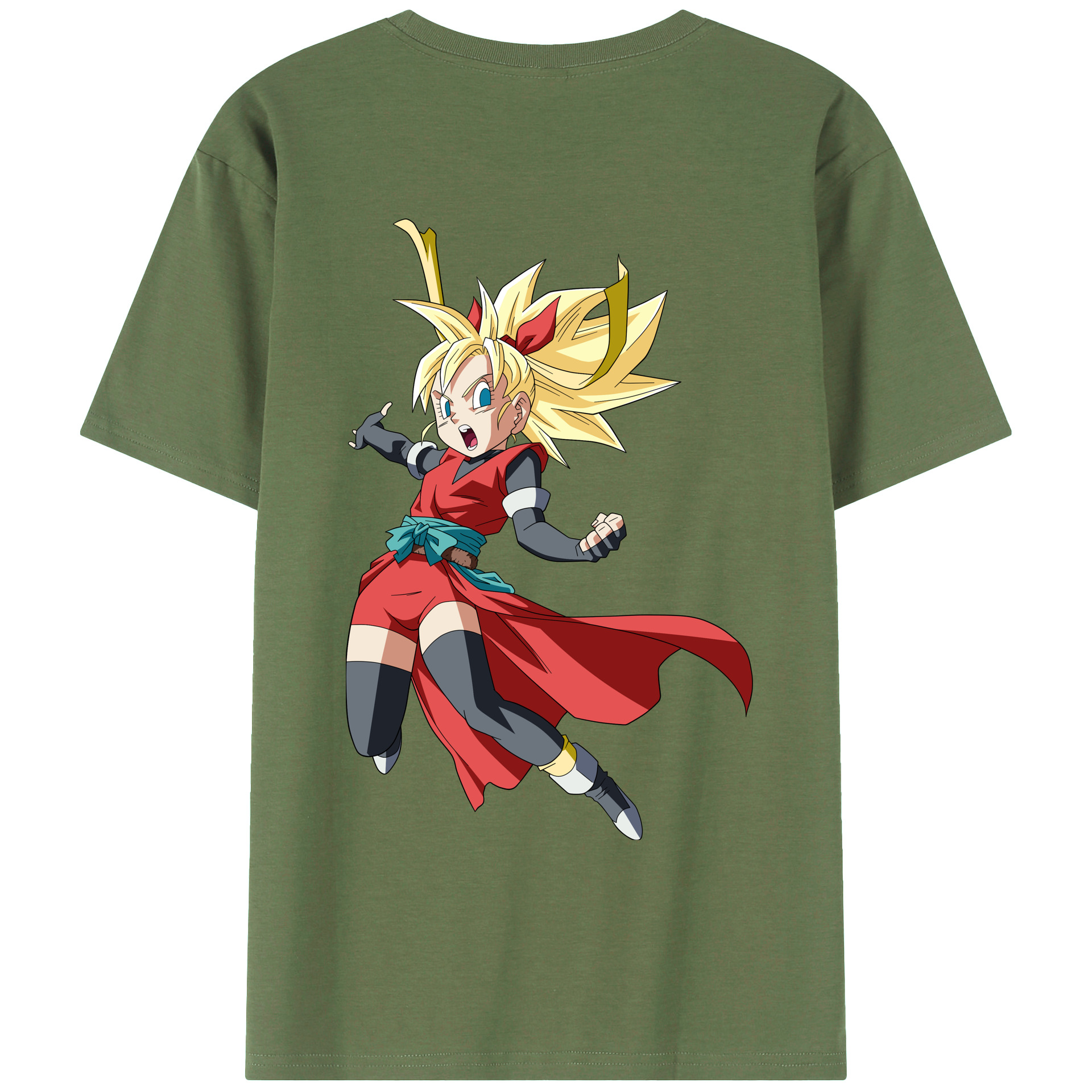 （画像用） ドラゴンボール カリフラ DRAGON BALL Caulifla 綿100％ メンズ半袖Tシャツ（バックプリント） 通気性